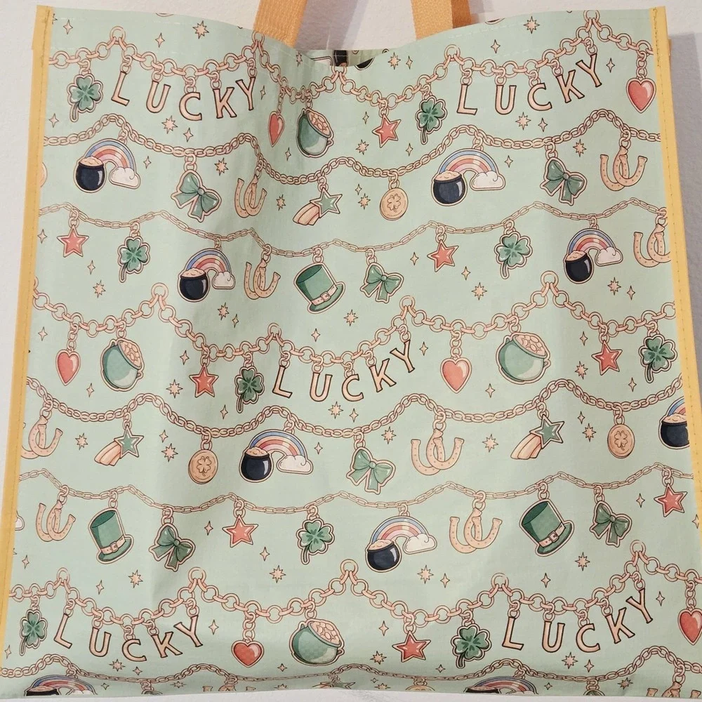 Lucky Charm St. Patricks Patty's Clovers Reusable Gift Shopping Bag HomeGoods